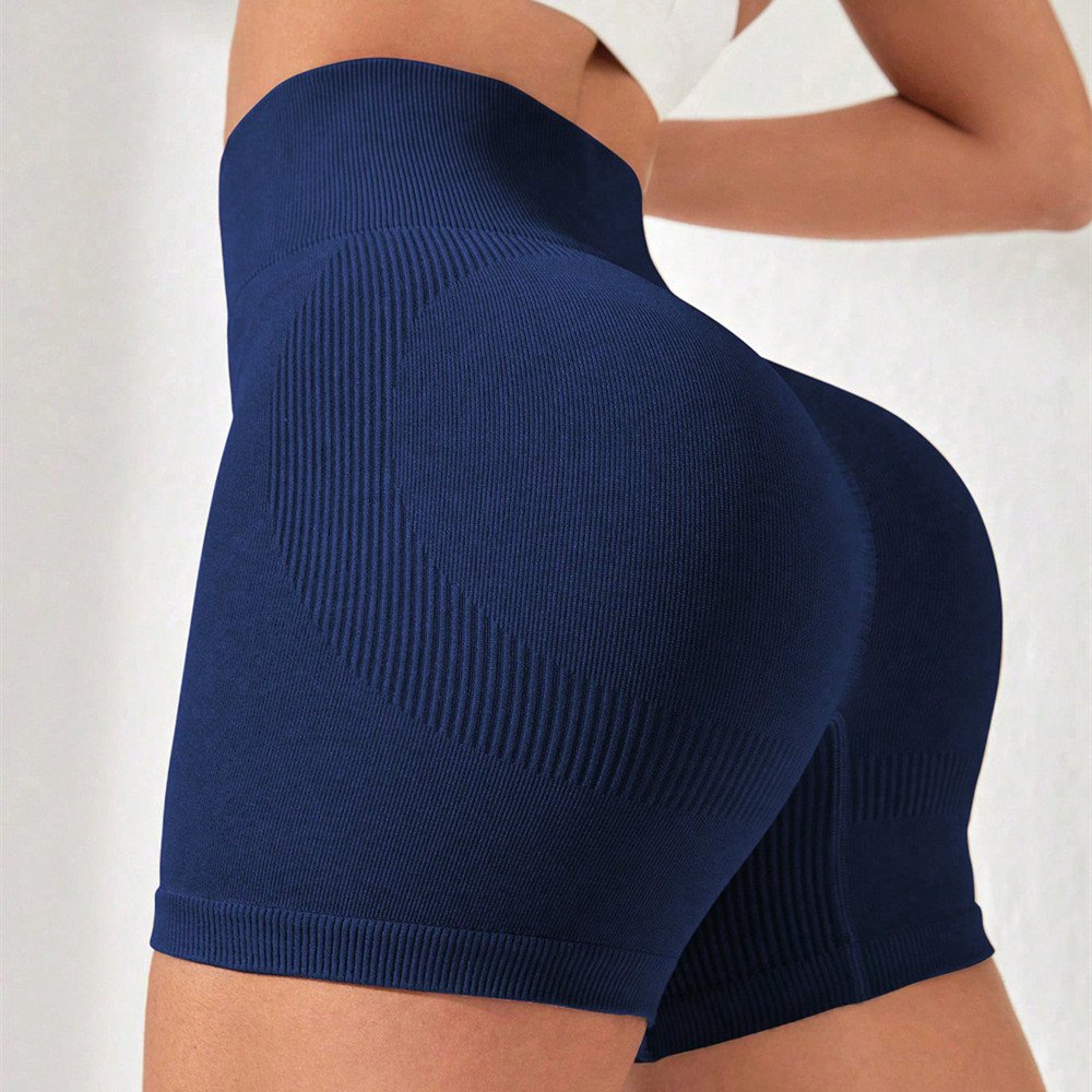 Cross-border Thread Yoga Shorts Peach Hip Exercise Shorts High Waist Hip Lift Fitness Pants Women Yoga Shorts - Image 6