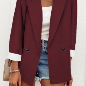 Casual Solid Color Suit Collar Long Sleeve Loose Coat