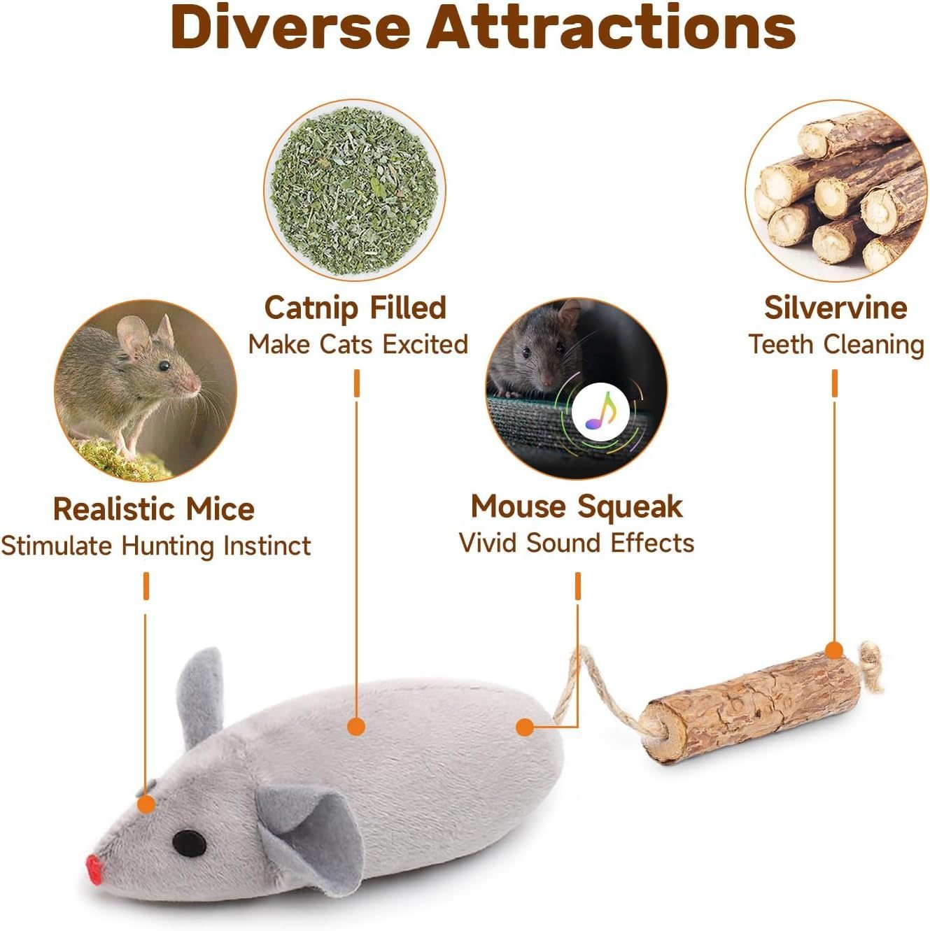 Potaroma Cat Toys Squeak Mice Interactive Catnip Silvervine Animals Toys For Indoor Kittens Cat Nip Chirping Toy Cat Chew Exercise Toy For All Breeds And Species - Image 3