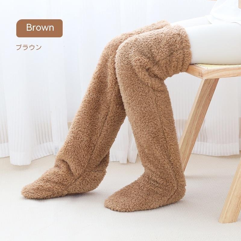 Over Knee High Fuzzy Long Socks Winter Warm Cold Leg Knee Joint Cold-proof Stockings Home Floor Sleeping Socks - Image 2