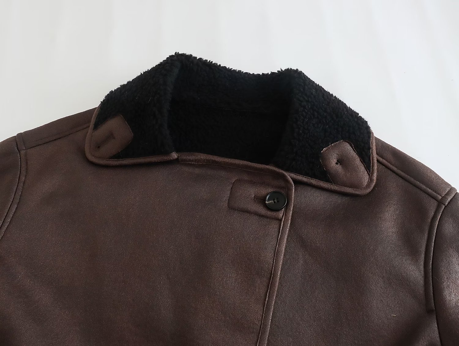 Women's Color Matching Fur Single-breasted Coat - Image 3