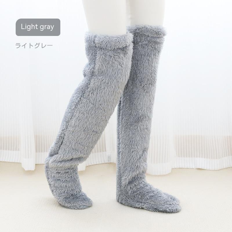 Over Knee High Fuzzy Long Socks Winter Warm Cold Leg Knee Joint Cold-proof Stockings Home Floor Sleeping Socks - Image 5