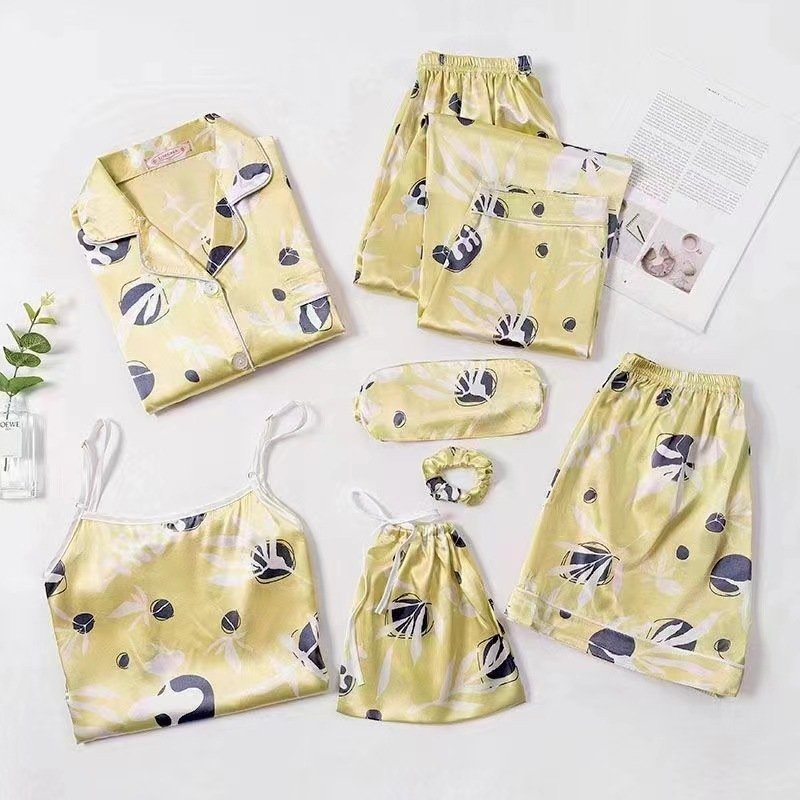 Spring And Autumn Printed Imitated Silk Pajamas Clothing - Image 3