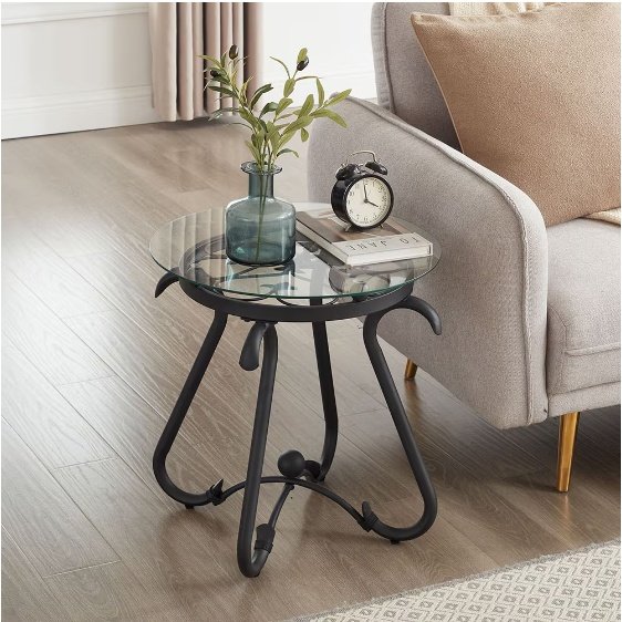 2 Piece Tempered Glass Finished Coffee Table Set With Decorative Coffee Table Round End Side Table - Image 7