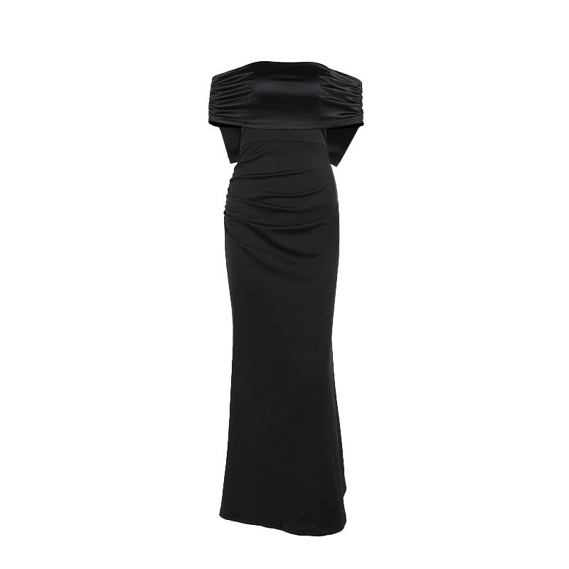 Elegant Slim-fit Bow Off-shoulder Dress For Women - Image 2