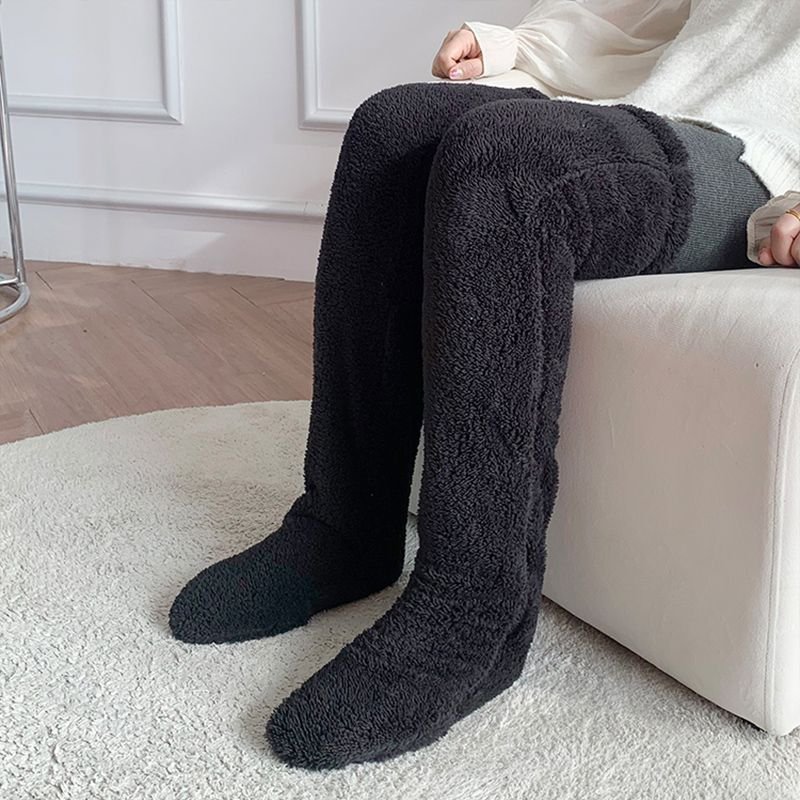 Over Knee High Fuzzy Long Socks Winter Warm Cold Leg Knee Joint Cold-proof Stockings Home Floor Sleeping Socks - Image 9