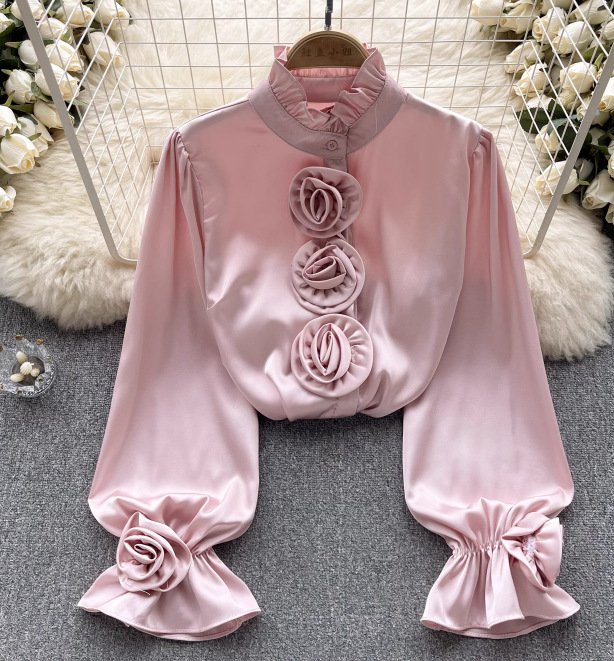 Flower Long Sleeve Casual Shirt Spring New Loose Slimming - Image 3