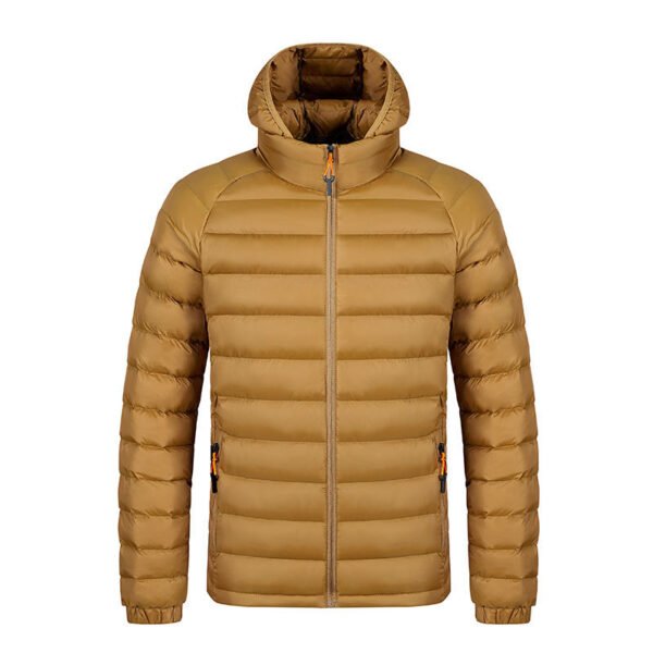 Winter Lightweight Hooded Coat With Pockets Fashion Warm Portable Zipper Jacket For Men Clothing Solid Color Outerwear Tops - Image 4