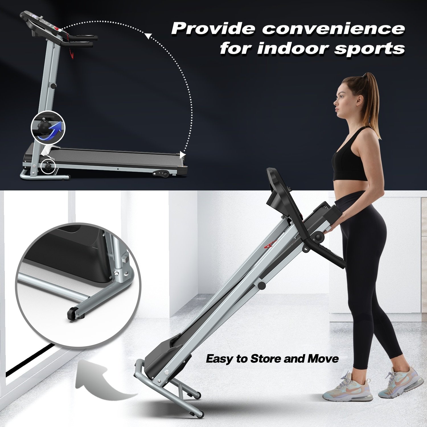 Home Folding Treadmill With Pulse Sensor - Image 4