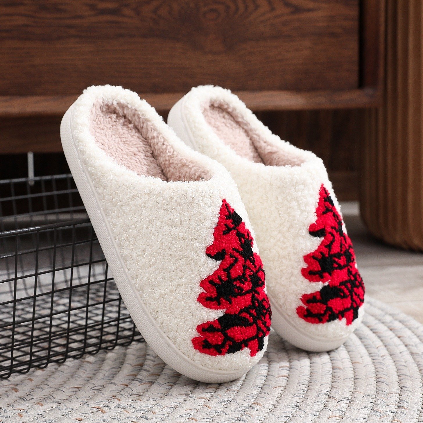Christmas Tree Home Slippers Fashion Non-slip Floor Bedroom Slipper For Women Fuzzy House Shoes Winter - Image 5