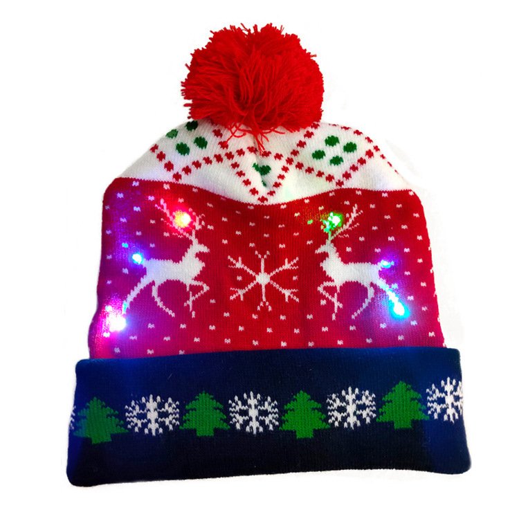 LED Christmas Hat Sweater Knitted Beanie Christmas Light Up Knitted Hat Christmas Gift Kids Xmas New Year Decorations - Image 2