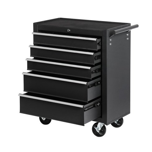 5-Drawer Rolling Tool Chest W Lock Key, Tool Storage Cabinet With Wheels, Top Cushion & Drawer Liners, Tool Organizer Box For Garage, Warehouse Repair Shop - Image 4