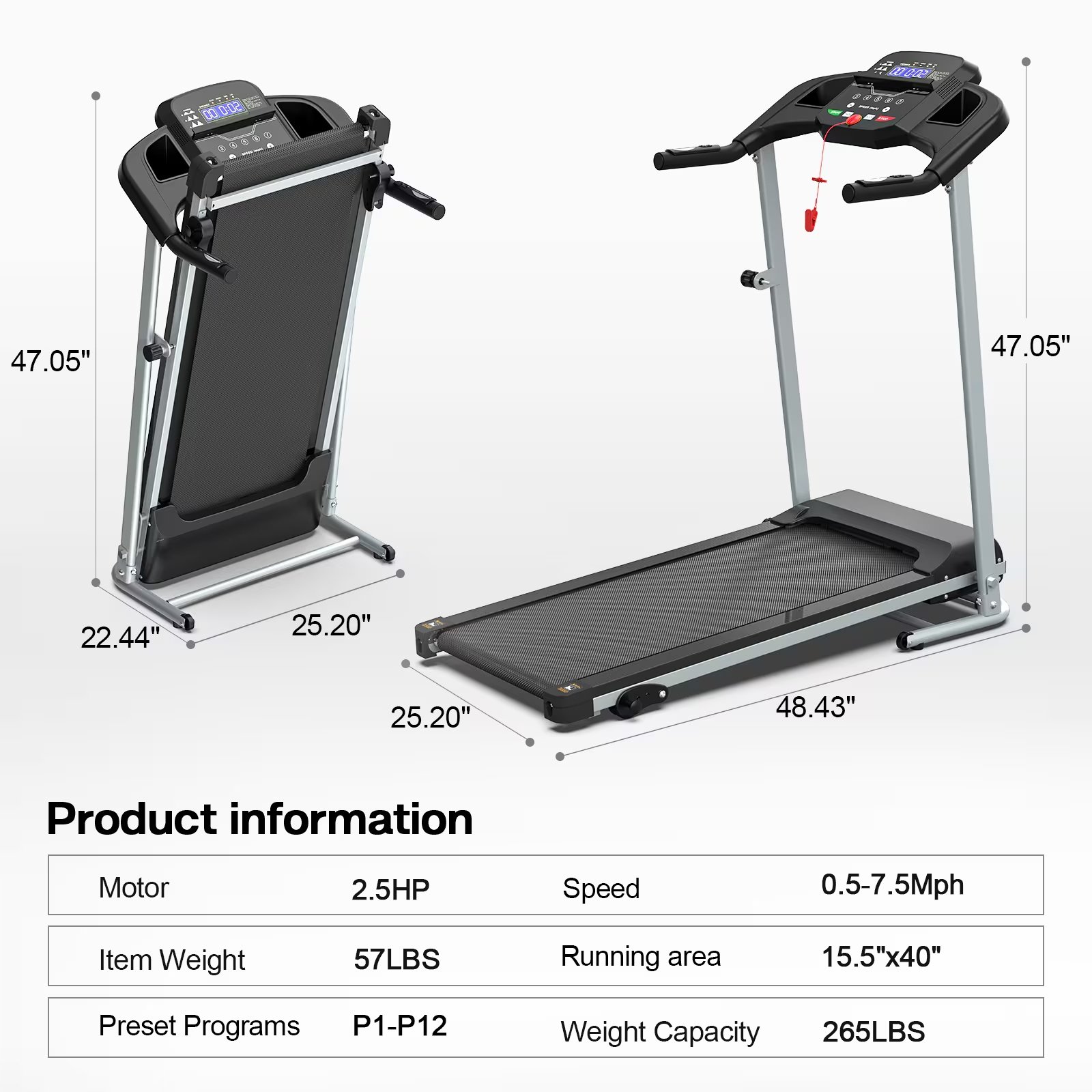 Home Folding Treadmill With Pulse Sensor - Image 3