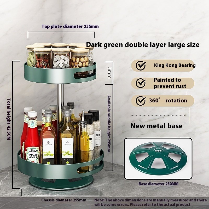 Kitchen Double-layer Rotating Seasoning Product Storage Rack - Image 5