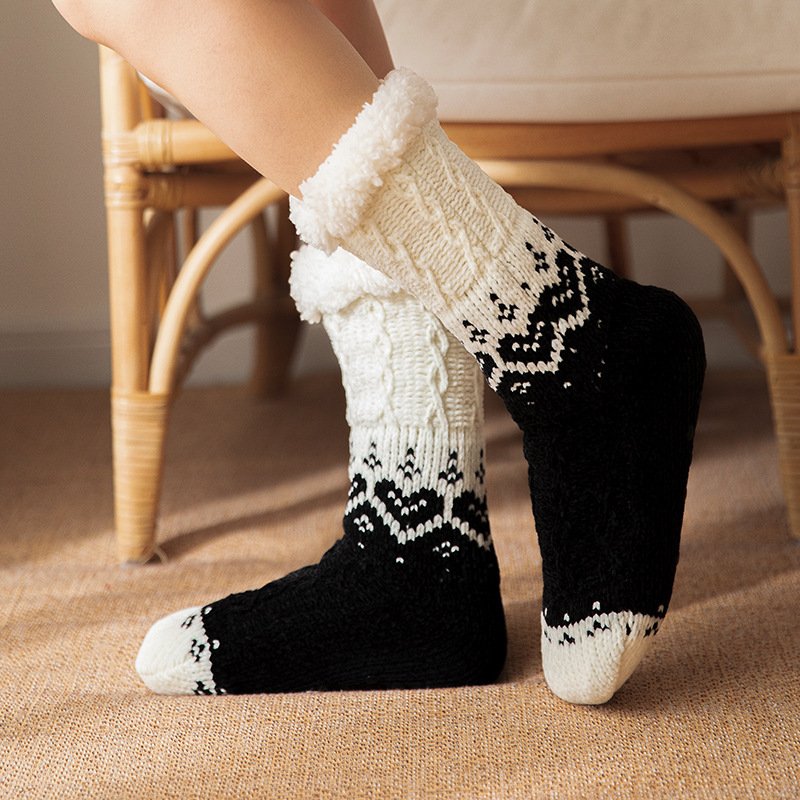 Love Knitted Plush Floor Socks Winter Warm Non-slip Carpet Socks Christmas Home Women - Image 5