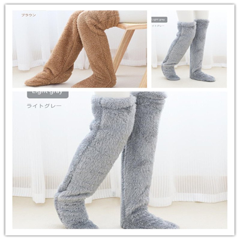 Over Knee High Fuzzy Long Socks Winter Warm Cold Leg Knee Joint Cold-proof Stockings Home Floor Sleeping Socks - Image 7