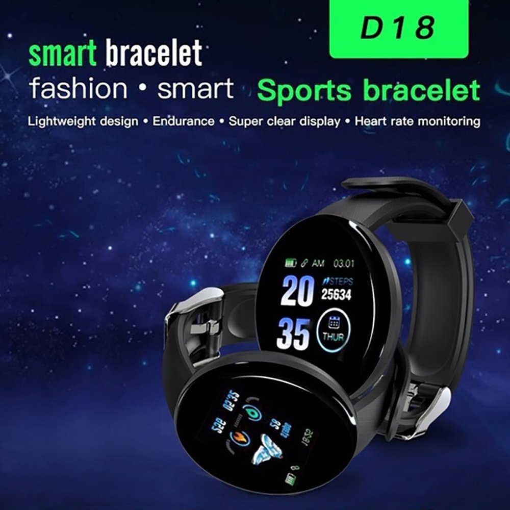 D18 Bluetooth Smart Watch, Men Women Blood Pressure Heart Rate Monitor Smart Watch, Pedometer Sport Tracker Smart Band For Android IOS - Image 9
