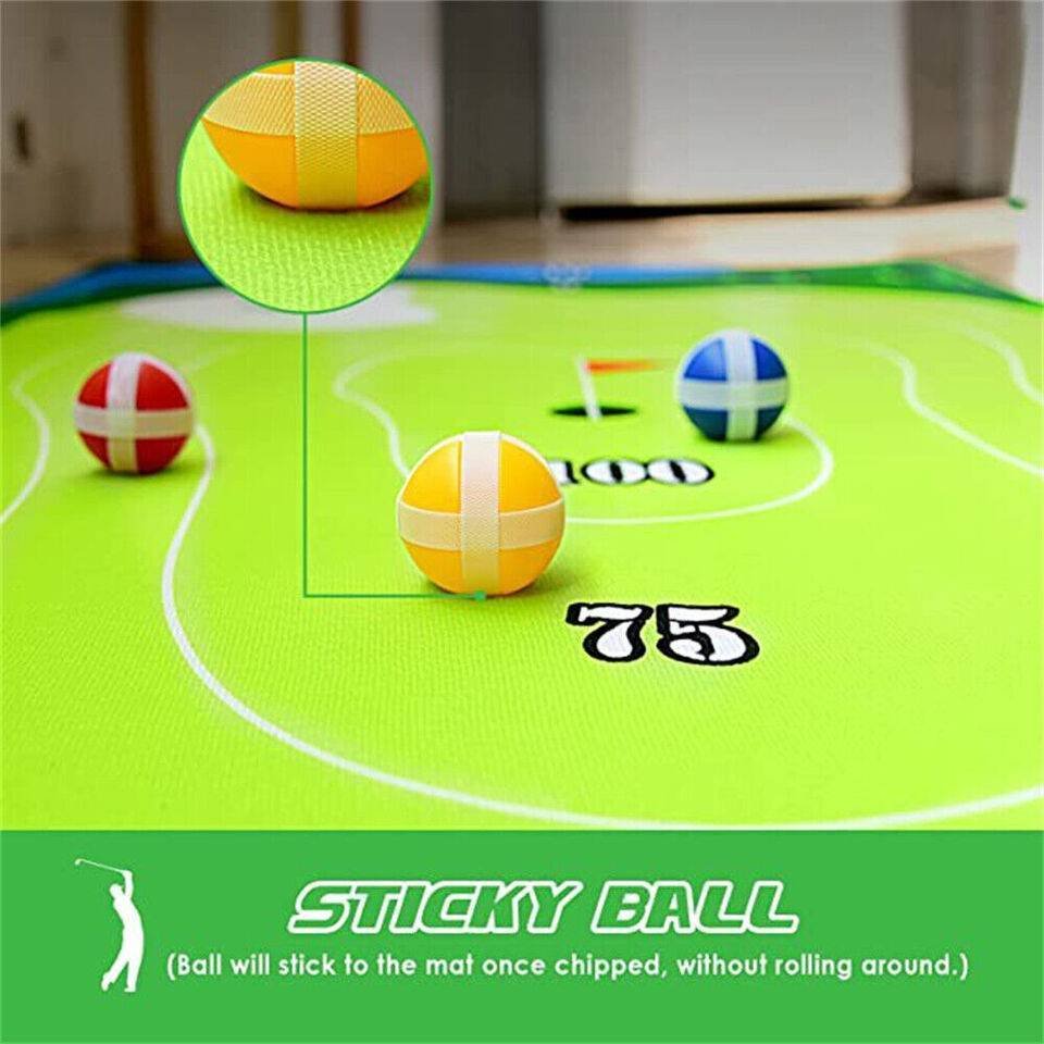 The Indoor Casual Golf Mat Game Set Stick Chipping Cage Games With 16 Grip Balls - Image 7