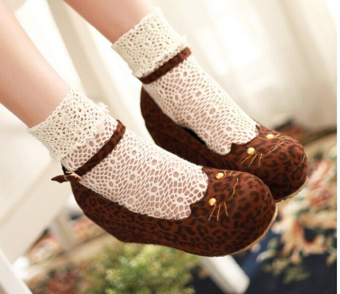 Cat Head Leopard Print Wedge Single Shoes Women Platform Platform Shoes - Image 2