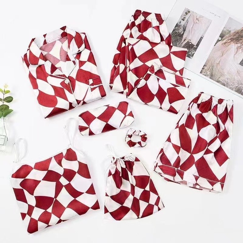 Spring And Autumn Printed Imitated Silk Pajamas Clothing - Image 6