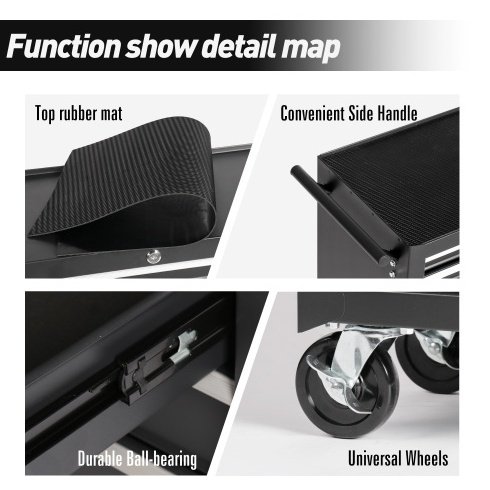 5-Drawer Rolling Tool Chest W Lock Key, Tool Storage Cabinet With Wheels, Top Cushion & Drawer Liners, Tool Organizer Box For Garage, Warehouse Repair Shop - Image 6