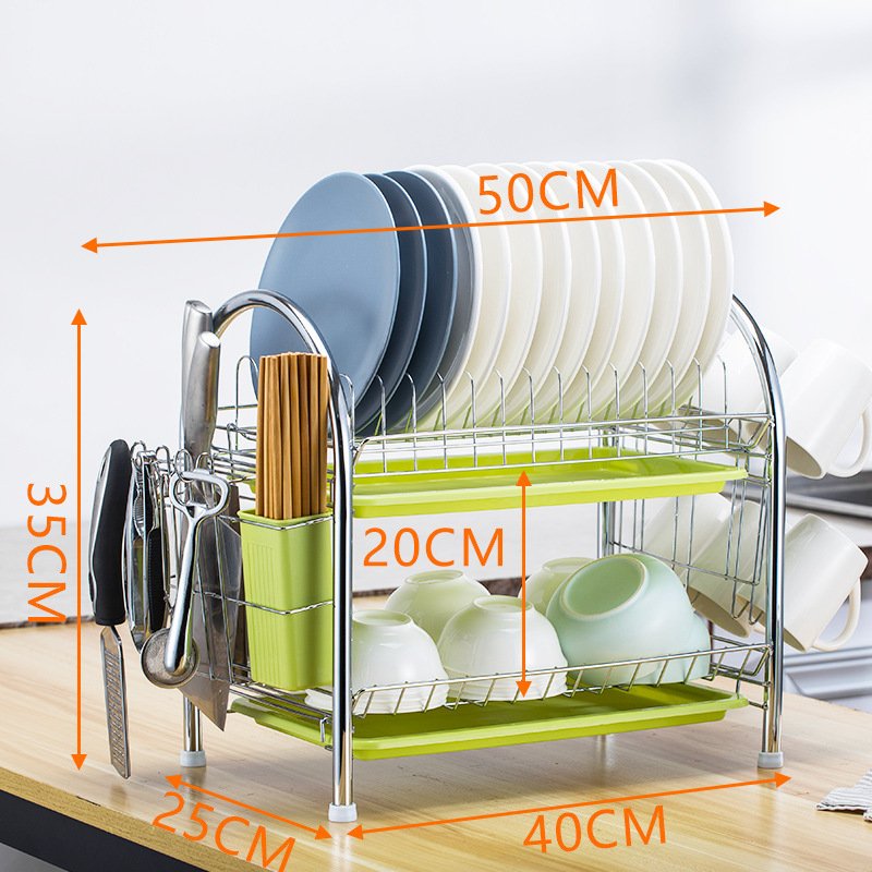 Multi-layer Floor Draining Bowl Rack Kitchen Shelf Countertop Dish Storage Knife And Fork Cabinet Dish Rack Storage Product - Image 6