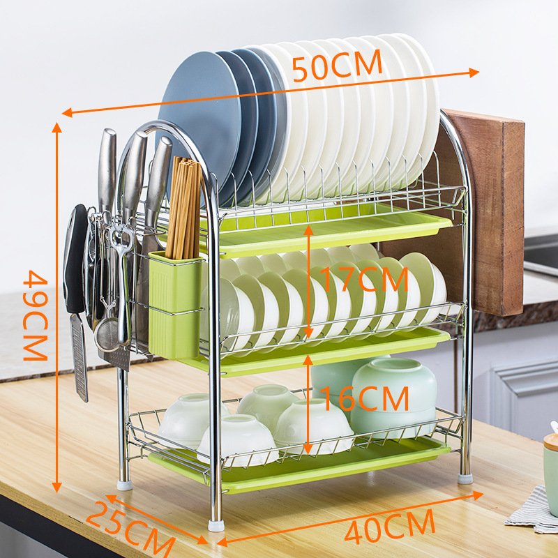 Multi-layer Floor Draining Bowl Rack Kitchen Shelf Countertop Dish Storage Knife And Fork Cabinet Dish Rack Storage Product - Image 3