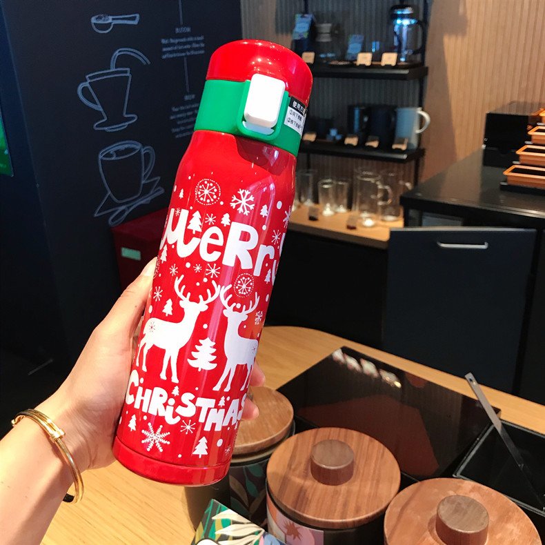 Elk Vacuum Mug Christmas Gift Portable Water Cup - Image 3