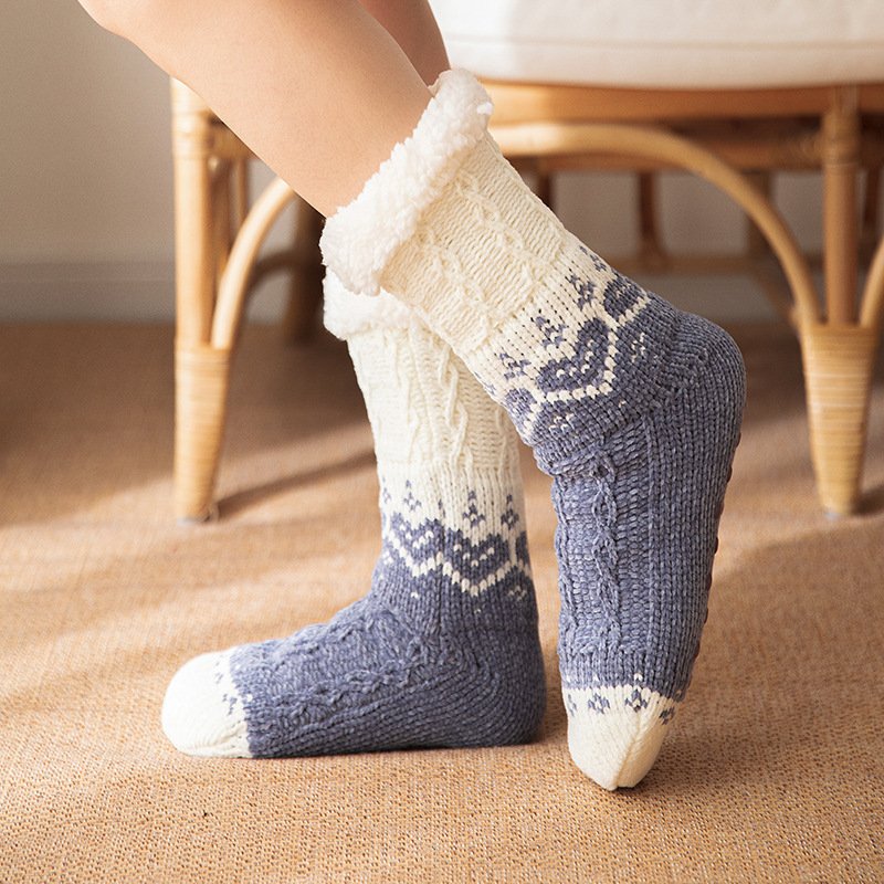 Love Knitted Plush Floor Socks Winter Warm Non-slip Carpet Socks Christmas Home Women - Image 8