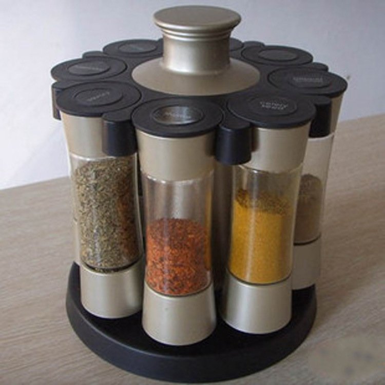 8 Grid Seasoning Box Rotating Rack Kitchen Seasoning Bottle Set - Image 2