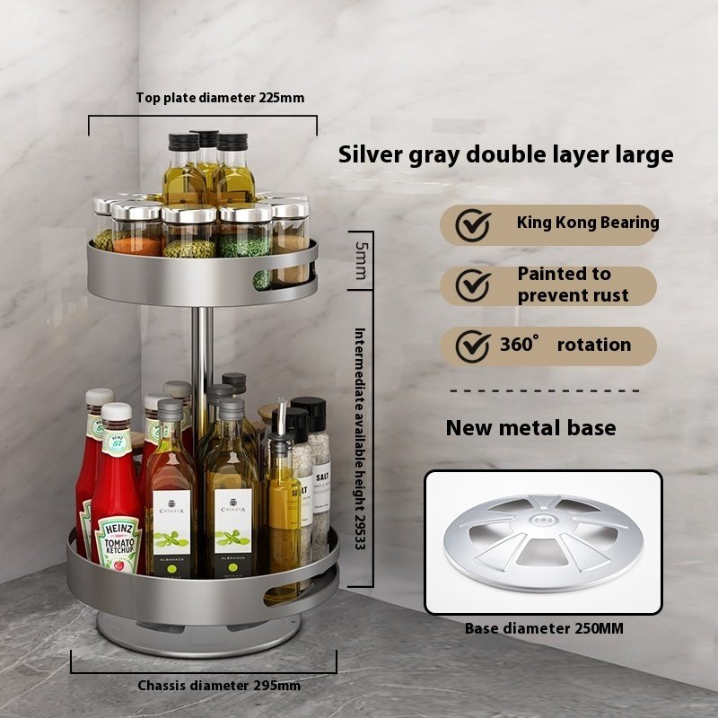 Kitchen Double-layer Rotating Seasoning Product Storage Rack - Image 2