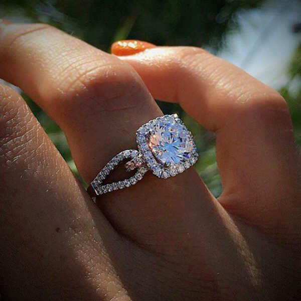 European And American Wedding Engagement Silver Rings - Image 5