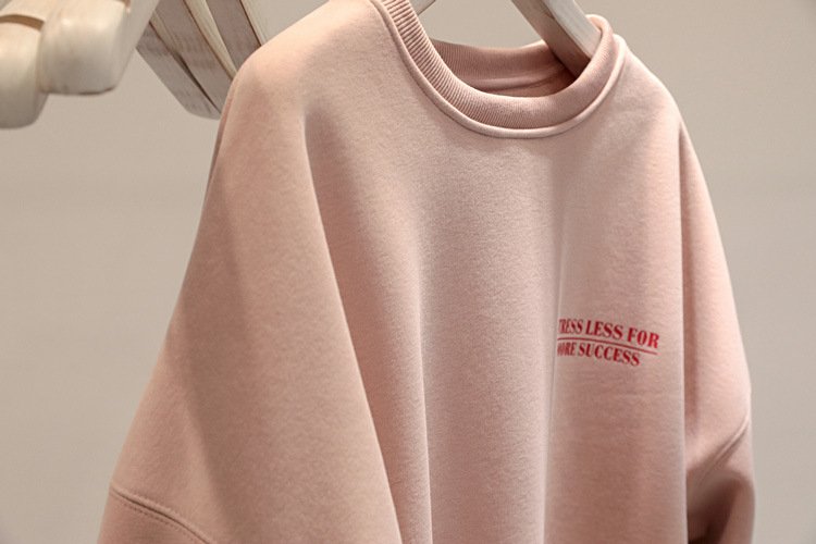 Fleece-lined Thick Lazy Round Neck Loose Sweatshirt Women - Image 8
