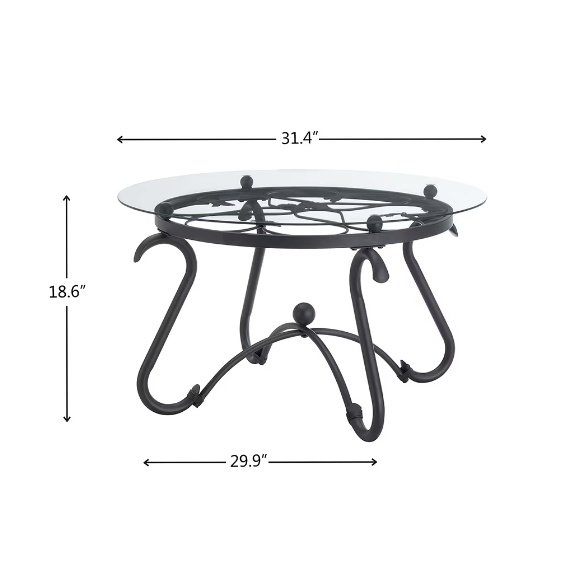 2 Piece Tempered Glass Finished Coffee Table Set With Decorative Coffee Table Round End Side Table - Image 5