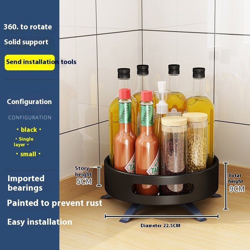 Kitchen Double-layer Rotating Seasoning Product Storage Rack - Image 8