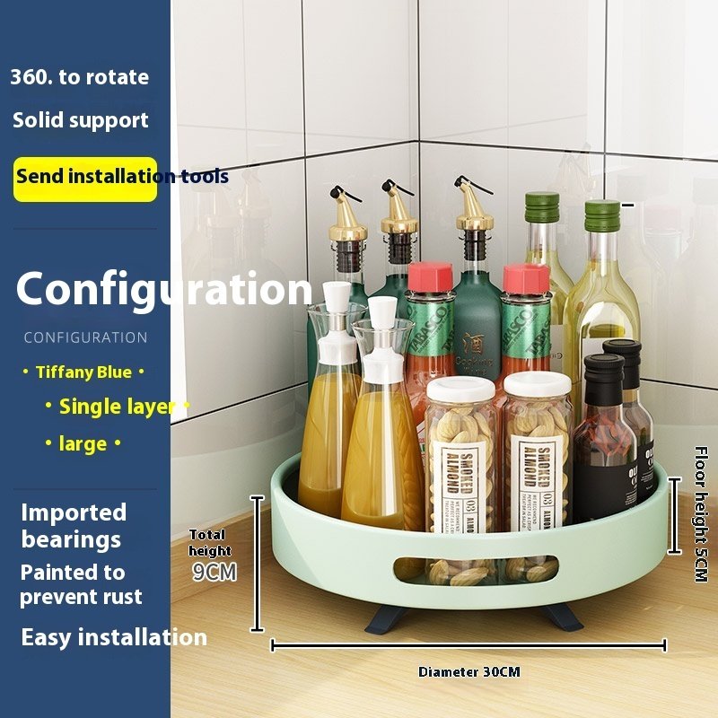 Kitchen Double-layer Rotating Seasoning Product Storage Rack - Image 6