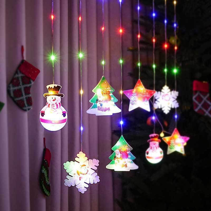 Painted Christmas Curtain Lights Holiday Layout Rubber-covered Wire Ambience Light - Image 7