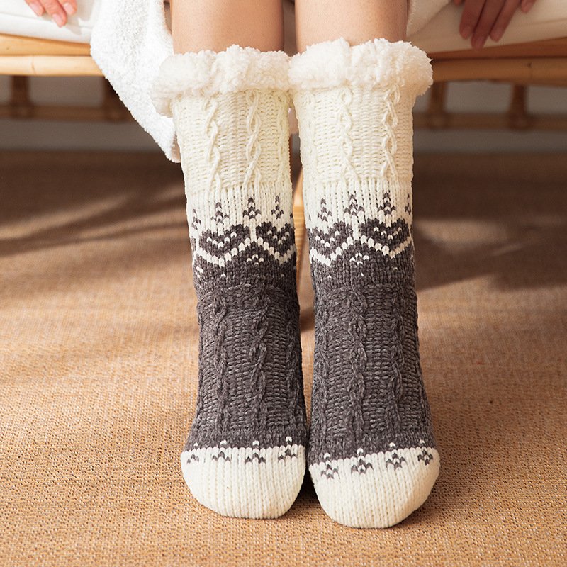 Love Knitted Plush Floor Socks Winter Warm Non-slip Carpet Socks Christmas Home Women - Image 6