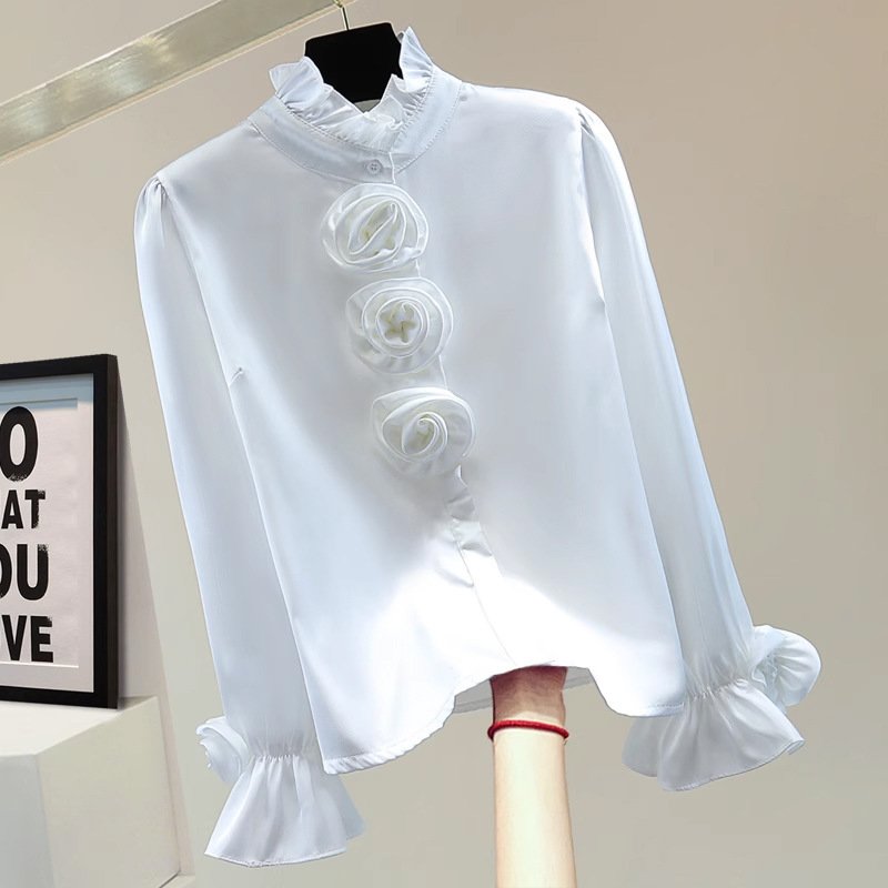 Flower Long Sleeve Casual Shirt Spring New Loose Slimming - Image 5