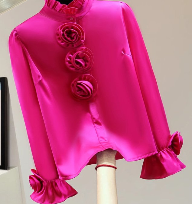 Flower Long Sleeve Casual Shirt Spring New Loose Slimming - Image 4