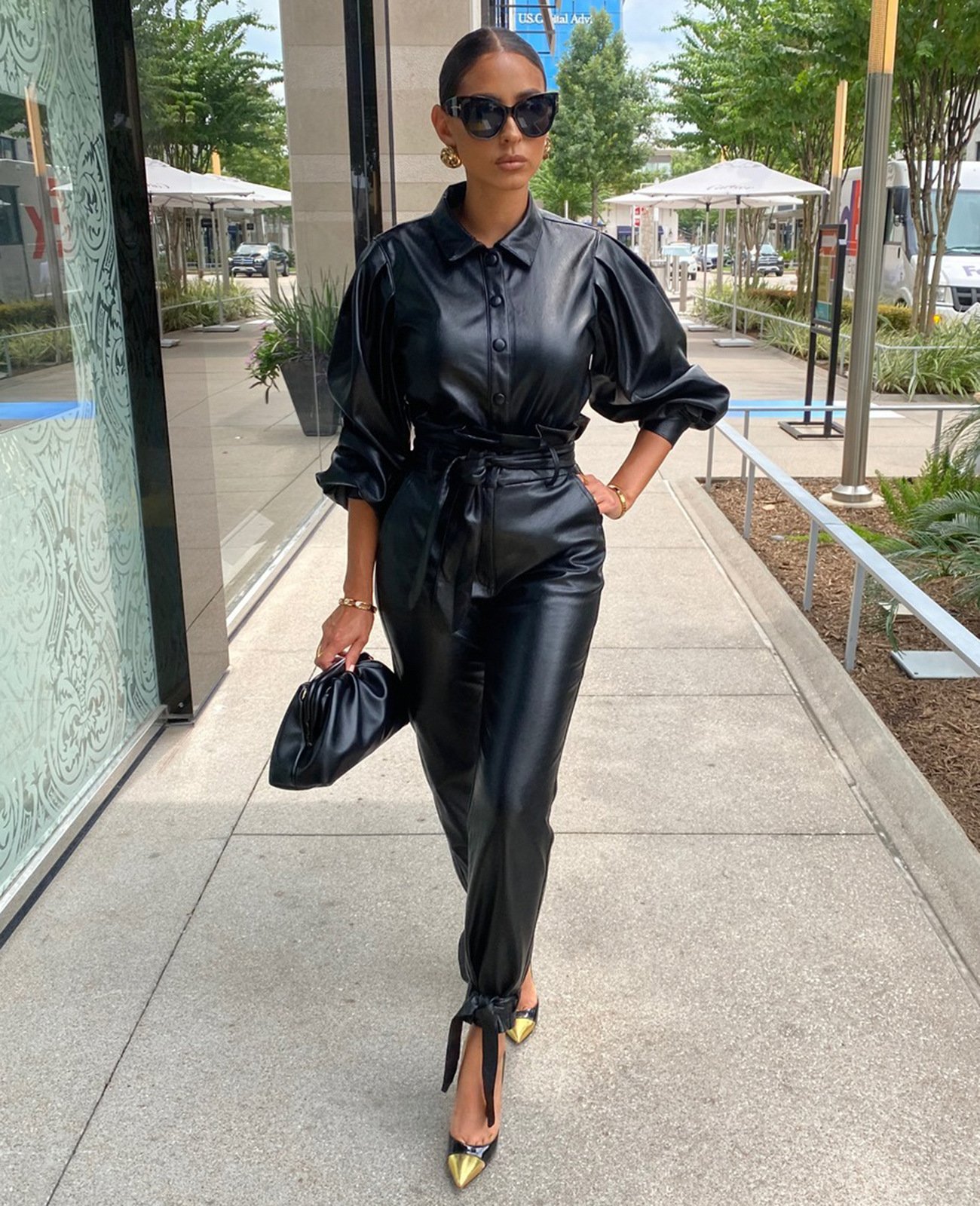 Pu Leather Long-sleeve Suit Two-piece Set - Image 3