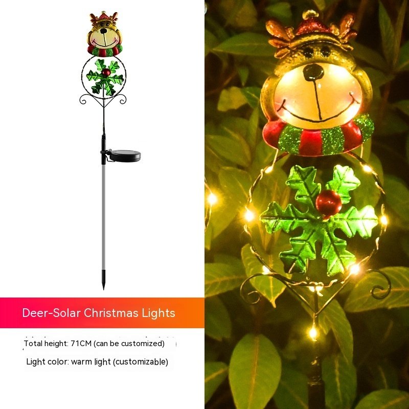 Solar Christmas Led Snowman Elk Ground Plug Light - Image 3