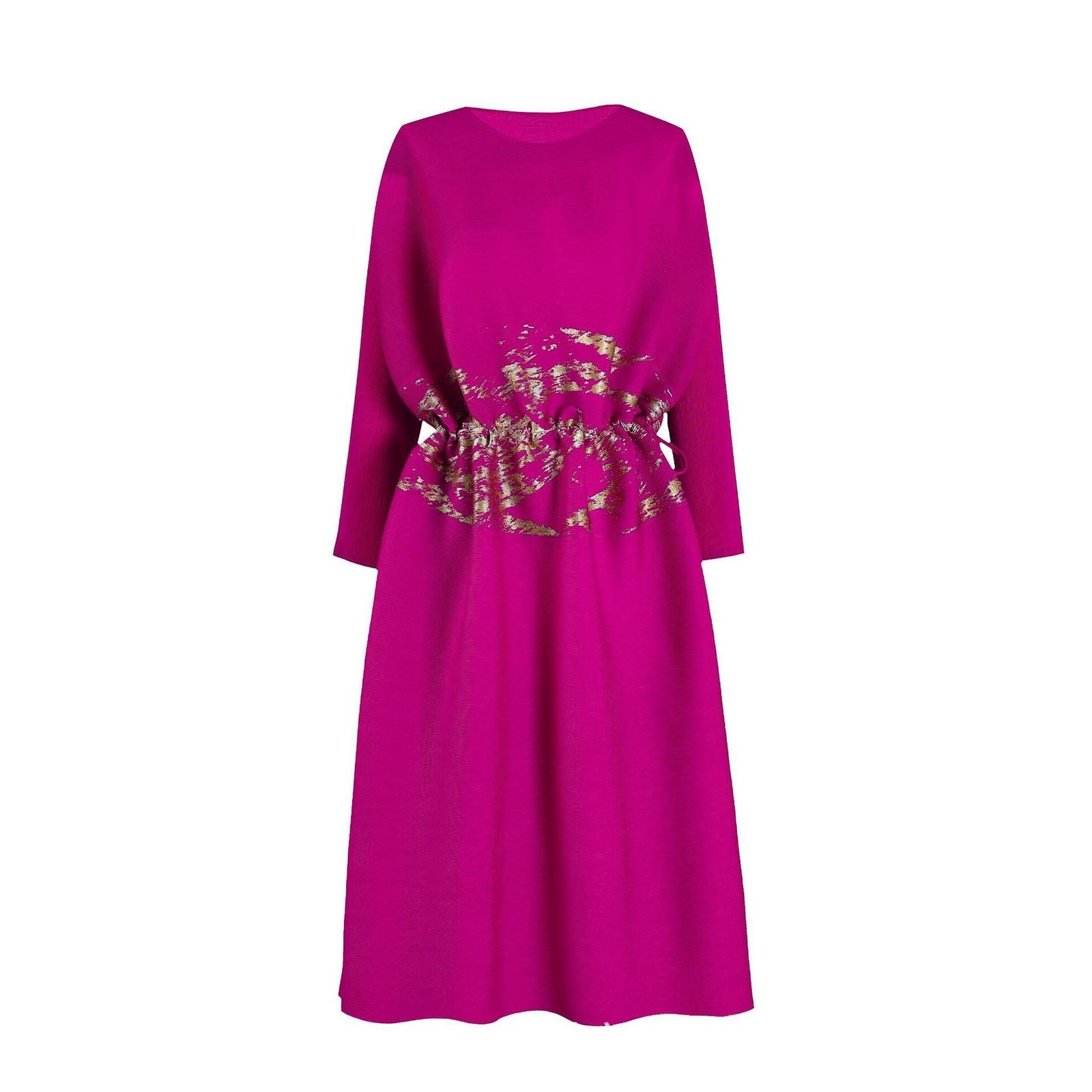 Sanzhai Pleated Plus Size Summer Fashionable Stylish Round Neck Long Sleeve Loose Long Dress - Image 6