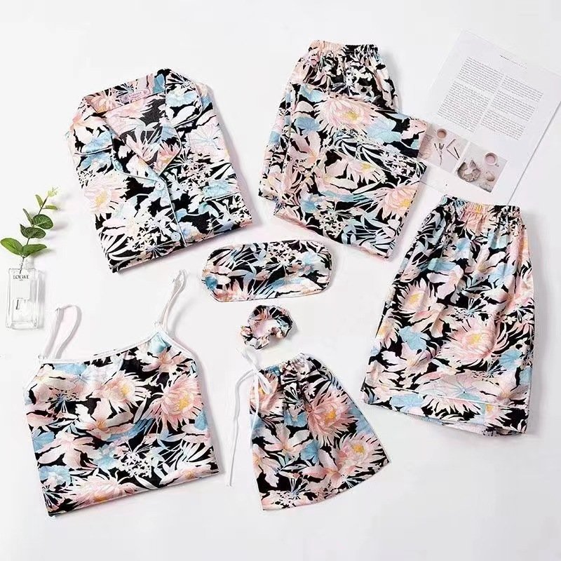 Spring And Autumn Printed Imitated Silk Pajamas Clothing - Image 8
