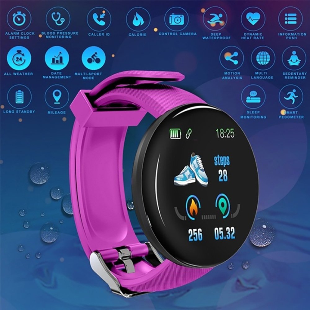 D18 Bluetooth Smart Watch, Men Women Blood Pressure Heart Rate Monitor Smart Watch, Pedometer Sport Tracker Smart Band For Android IOS - Image 6