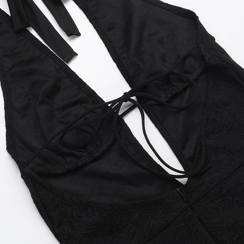 Women's Slim-fit Lace V-neck Jumpsuit - Image 7