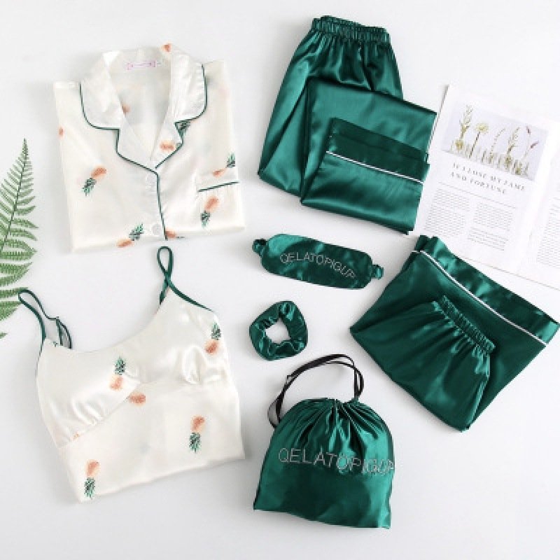 Spring And Autumn Printed Imitated Silk Pajamas Clothing - Image 4