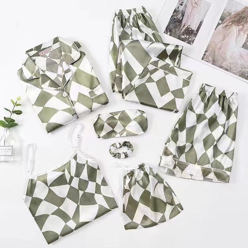 Spring And Autumn Printed Imitated Silk Pajamas Clothing - Image 2