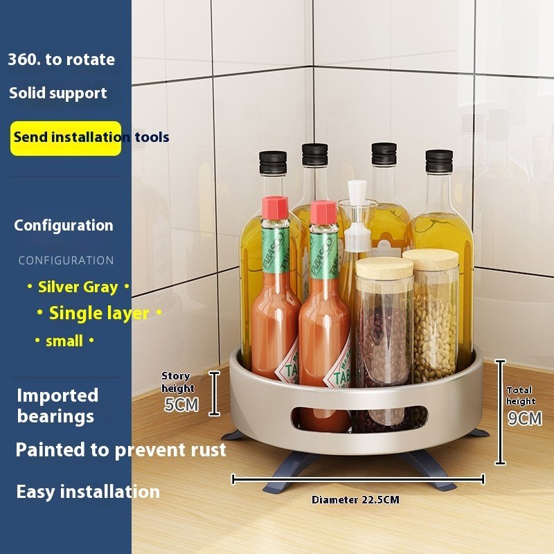 Kitchen Double-layer Rotating Seasoning Product Storage Rack - Image 9