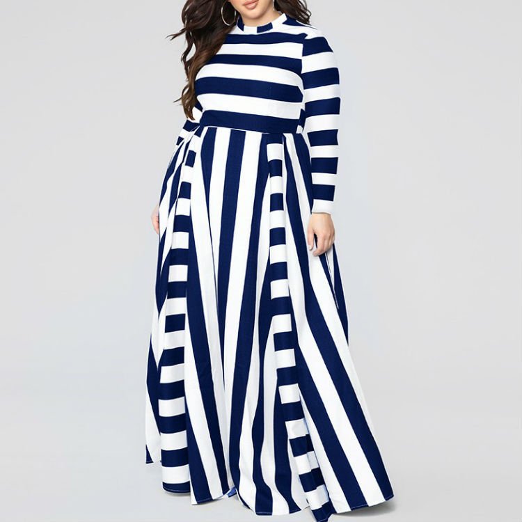 Loose Women''s Dress Plus Size Striped Woman''s Dress - Image 2